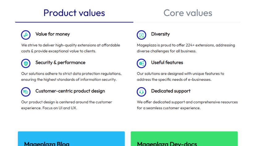 Example of company value